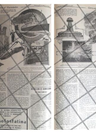 AFICHE ANTIGUO ENTREVISTA A NICOLA TESLA 1912 PROFETICO