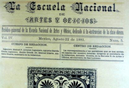GACETA ANTIGUA. ESCUELA NACIONAL DE ARTES Y OFICIOS. AGO 1881 /2 - Image 3