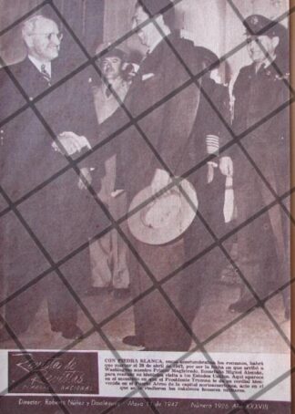 AFICHE ANTIGUO MIGUEL ALEMAN Y HARRY TRUMAN 1947