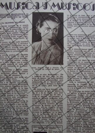 AFICHE ANTIGUO. PIANISTA ANGELA VIGIL ABEYTA 1937 Y MAS