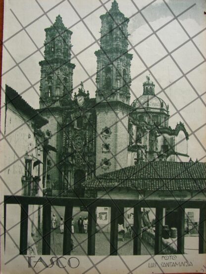 AFICHE ANTIGUO TEMPLO SANTA PRISCA. TAXCO, 1937