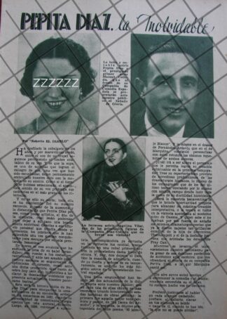 AFICHE ANTIGUO LA CANTANTE PEPITA DIAZ 1937