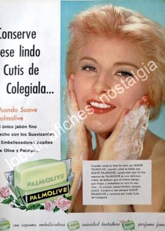 CARTEL ANTIGUO ORIGINAL DE SILVIA PINAL Y JABON PALMOLIVE 1959 / FEP