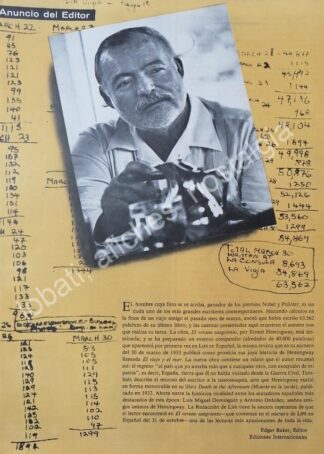 CARTEL ANTIGUO ORIGINAL DE EDITORIAL LIFE Y ERNEST HEMINGWAY 1960 / FEP