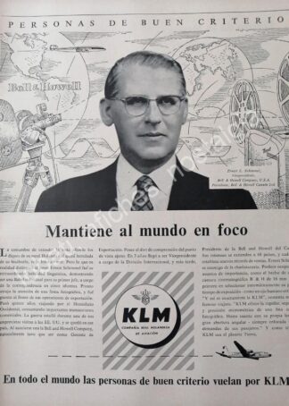 CARTEL ANTIGUO ORIGINAL DE AEROLINEAS KLM WITH ERNEST L. SCHIMMEL 1957