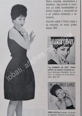 CARTEL ANTIGUO ORIGINAL DE CANTANTE SONIA LOPEZ Y DISCOS CBS 1964 / FEP