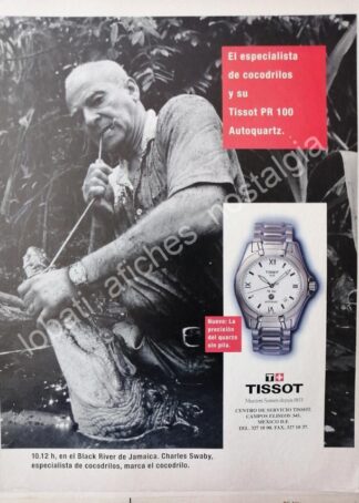 CARTEL ANTIGUO ORIGINAL DE CHARLES SWABY Y RELOJES TISSOT 1997