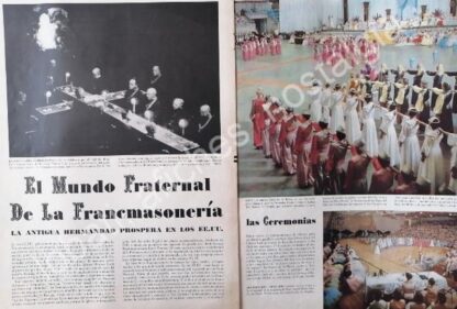 CARTEL ANTIGUO ORIGINAL DE NOTA DE PRENSA EL MUNDO FRATERNAL DE LA MASONERIA 1950s - Image 7