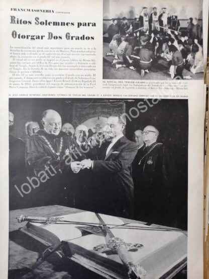 CARTEL ANTIGUO ORIGINAL DE NOTA DE PRENSA EL MUNDO FRATERNAL DE LA MASONERIA 1950s - Image 2