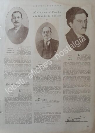 CARTEL ANTIGUO ORIGINAL DE NOTA DE PRENSA 1922 JOSE PEON DEL VALLE Y OTROS