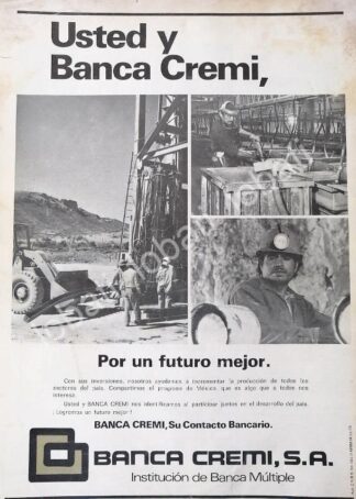 CARTEL ANTIGUO ORIGINAL DE BANCO. BANCA CREMI S.A 1978 /196
