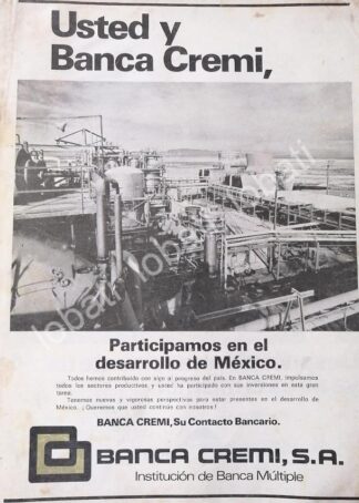 CARTEL ANTIGUO ORIGINAL DE BANCO. BANCA CREMI S.A 1978 /200