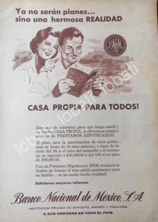CARTEL ANTIGUO ORIGINAL DE EL BANCO NACIONAL DE MEXICO 1964 /204