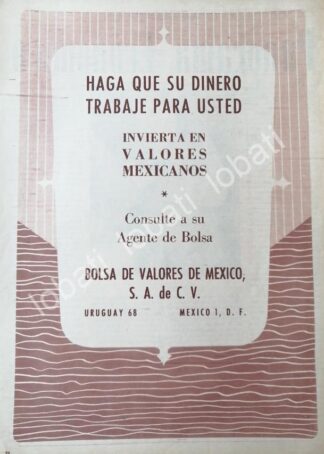 CARTEL ANTIGUO ORIGINAL DE BOLSA DE VALORES DE MEXICO S.A 1960s /205