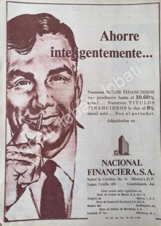 CARTEL ANTIGUO ORIGINAL DE BANCO NACIONAL FINANCIERA 1960s /208