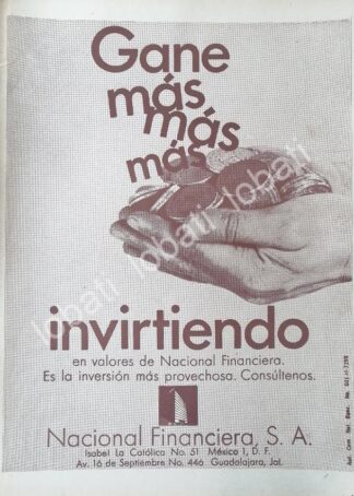 CARTEL ANTIGUO ORIGINAL DE BANCO NACIONAL FINANCIERA 1970 /209