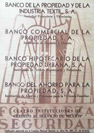 CARTEL ANTIGUO ORIGINAL DE BANCO DE LA PROPIEDAD Y SUS FILIALES 1956 /187 RARO