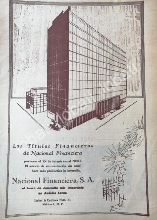CARTEL ANTIGUO ORIGINAL DE BANCO. NACIONAL FINANCIERA Y SU EDIFICIO 1967 /217