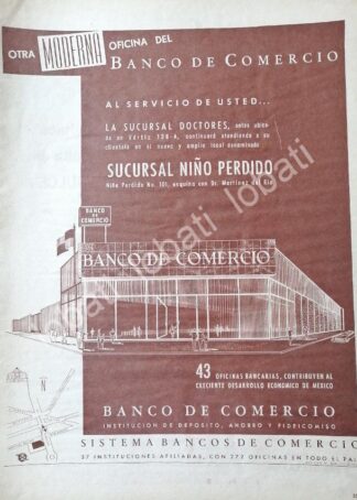 CARTEL ANTIGUO ORIGINAL DE BANCO. BANCOMER INAUGURA SUCURSAL NIÑO PERDIDO 1960 /216