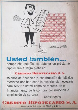 CARTEL ANTIGUO ORIGINAL DE BANCO CREDITO HIPOTECARIO S.A 1972 /191