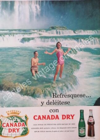 CARTEL ANTIGUO ORIGINAL DE REFRESCO CANADA DRY. SPUR Y GINGER ALE 1960 /4