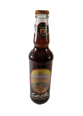 BOTELLA DE CERVEZA RETRO. CASTA DORADA. ETIQUETA DE RODOLFO MORALES. 1998