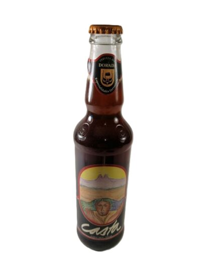BOTELLA DE CERVEZA RETRO. CASTA DORADA. ETIQUETA DE RODOLFO MORALES. 1998