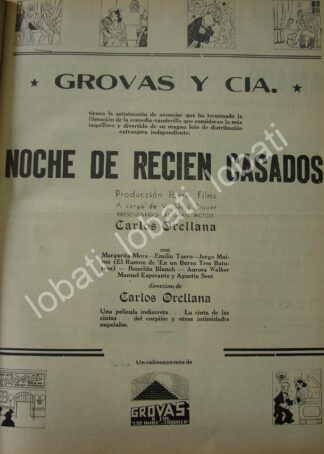 CARTEL ANTIGUO ORIGINAL DE TERMINAN FILMACION DE LA PELICULA NOCHE DE RECIEN CASADOS 1941 /N90