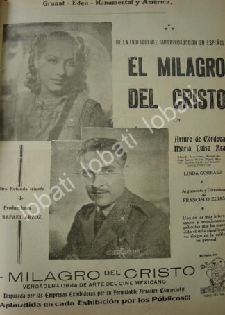 CARTEL ANTIGUO ORIGINAL DE PELICULA EL MILGARO DEL CRISTO, ESTRENO 1941 /N92