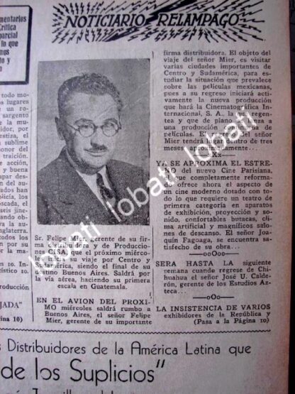 CARTEL ANTIGUO ORIGINAL DE NOTA SOBRE FELIPE MIER MIRANDA Y OTROS 1941 - Image 2