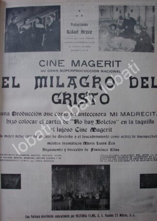 CARTEL ANTIGUO ORIGINAL DE AFICHE DE LA PELICULA EL MILAGRO DEL CRISTO 1941 /N61