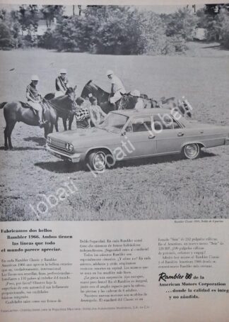 CARTEL ANTIGUO ORIGINAL DE AUTOS RAMBLER 1966 /134