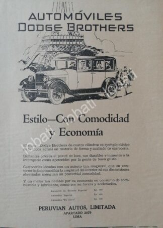 CARTEL ANTIGUO ORIGINAL DE AUTOS DODGE BROTHERS COUPE 1928 / RARO/ N87
