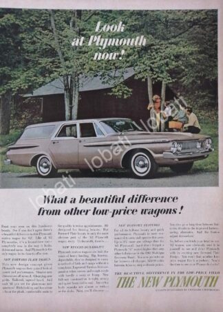 CARTEL ANTIGUO ORIGINAL DE AUTOS CHRYSLER PLYMOUTH WAGON 1962 /151