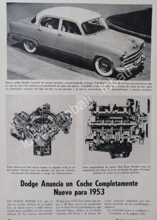 CARTEL ANTIGUO ORIGINAL DE AUTOS CHRYSLER DODGE SEDAN V8 1953 /22