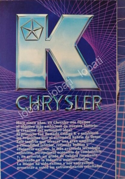 CARTEL ANTIGUO ORIGINAL DE AUTOS CHRYSLER GENERACION K. VOLARE, DART, 1986 - Image 2