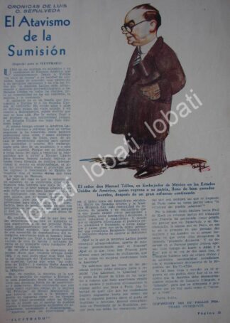 CARICATURA ANTIGUA DE MANUEL TELLEZ ACOSTA 1930 POR. ANDRES AUDIFFRED/PLT