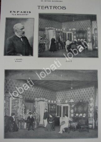 CARTEL ANTIGUO ORIGINAL DE TEATRO ODEON 1910 OBRA. EL BIGOTE