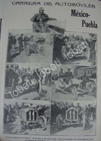 CARTEL ANTIGUO ORIGINAL DE CARRERA DE AUTOS EN LA MEXICO-PUEBLA 1910 TOMAS BRANIFF Y OTROS /ASM