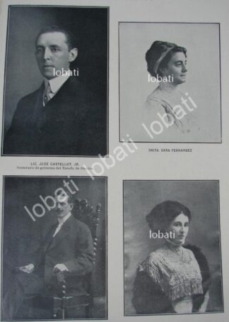 CARTEL ANTIGUO ORIGINAL DE BODA. CASTELLOT FERNANDEZ 1910 / & LINCOLN AGUILAR