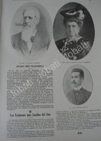 CARTEL ANTIGUO ORIGINAL DE ING. GABRIEL MANCERA & ESPOSA EN OBRAS FILANTROPICAS 1909 /ASM