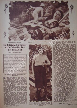 CARTEL ANTIGUO ORIGINAL DE LA ACTRIZ CARMEN CASTILLO & CARMEN GUERRERO EN HOLLYWOOD 1931 / FEP