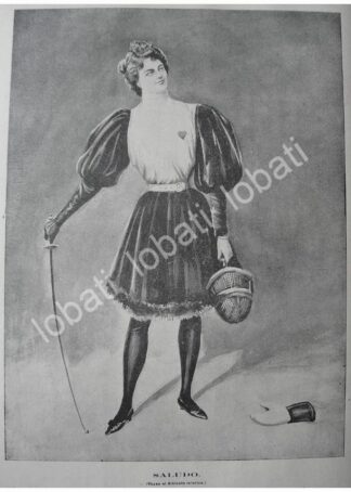GRABADO ANTIGUO 1897. PRACTICANTE DE ESGRIMA, SALUDO