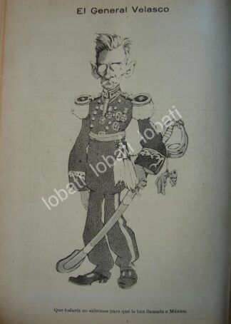 CARICATURA ANTIGUA. GENERAL. JOSE REFUGIO VELASCO / MLT - RVM