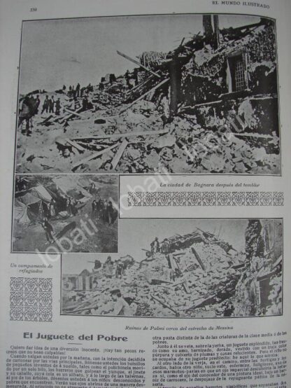 CARTEL ANTIGUO ORIGINAL DE EL GRAN TERREMOTO DE MESSINA, ITALIA 1908 /RLG - Image 3