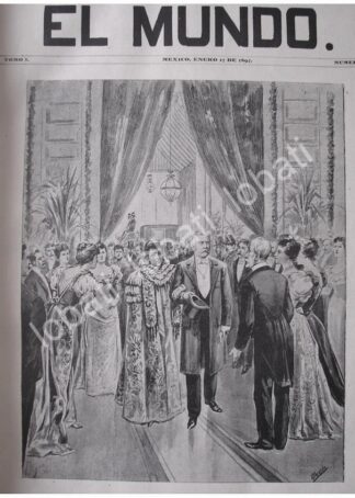 PORTADA ANTIGUA ORIGINAL  PORFIRIO DIAZ Y ESPOSA EN BAILE, DIBUJO DE CARLOS ALCALDE