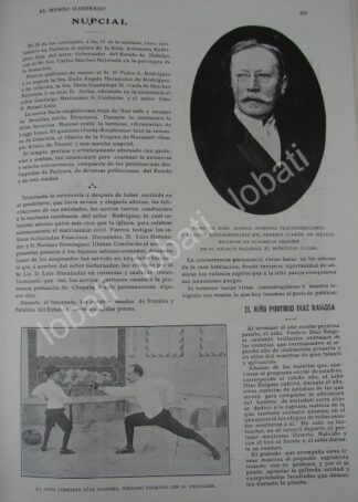 CARTEL ANTIGUO ORIGINAL DE NIÑO PORFIRIO DIAZ RAIGOSA PRACTICANDO ESGRIMA Y MAS 1909