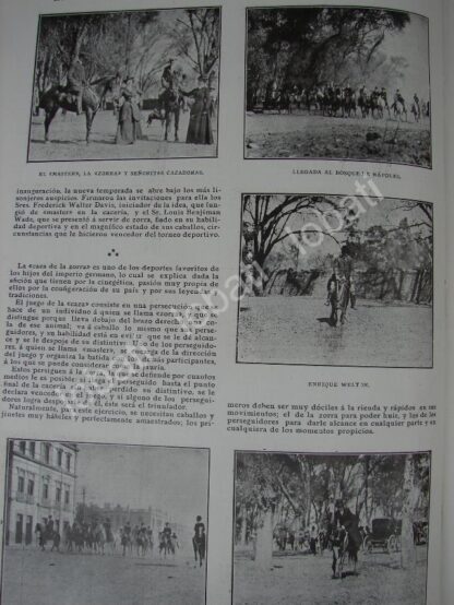 CARTEL ANTIGUO ORIGINAL DE ALTA SOCIEDAD EN CAZA DE ZORRA EN LOS PINOS 1909 /asm - Image 3