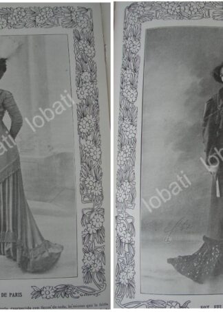 GRABADO ANTIGUO 1909. MODAS Y TENDENCIAS EN VESTIDOS /107