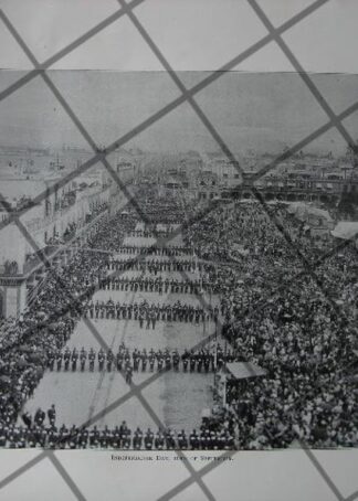 GRABADO ANTIGUO ORIGINAL 1897 DESFILE MILITAR /290
